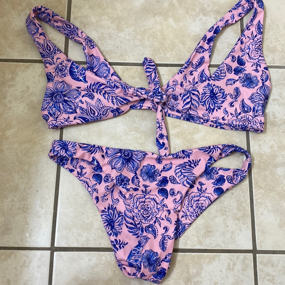 Pink and blue bathing suit